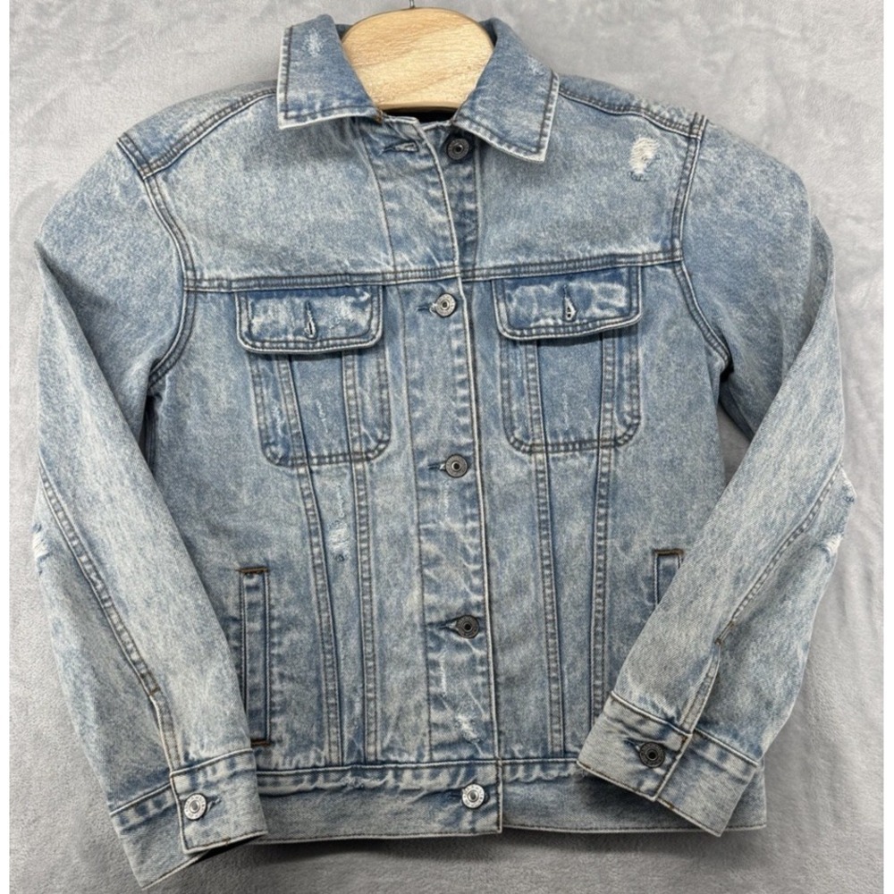 Abercrombie & Fitch Denim Jacket Light Wash‎ Jean Distressed Women's Size S